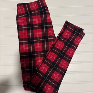 LuLaRoe Red and Black Plaid Leggings